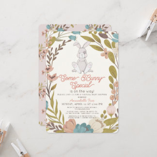 Invitación Algunos Chicas especiales de flores de conejo en B