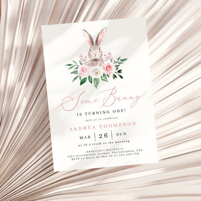 Invitación Algunos conejitos Chicas florales rosados de Rubor (Subido por el creador)