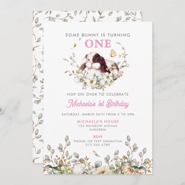 Invitación Algunos conejitos están convirtiendo a un Chica en (Anverso / Reverso)