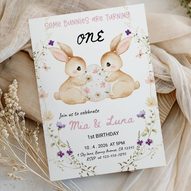 Invitación Algunos conejitos están cumpliendo UN año Cumpleañ (Subido por el creador)