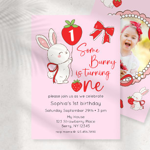 Invitación Algunos conejitos foto del primer cumpleaños