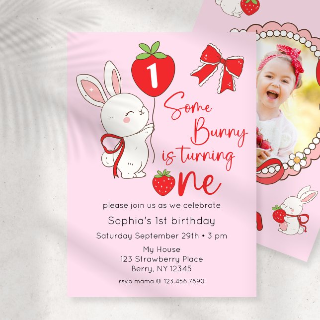 Invitación Algunos conejitos foto del primer cumpleaños (Subido por el creador)