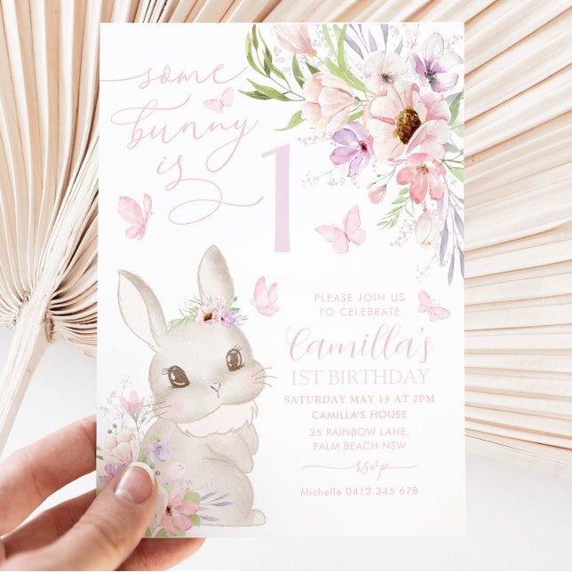 Invitación Algunos conejitos son mariposa floral de primer cu (Subido por el creador)