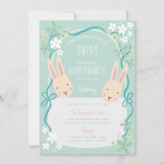 Invitación Algunos conejitos tienen gemelos Baby Shower (Anverso)
