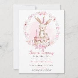 Invitación Algunos conejos son primero un conejo rosa con flo