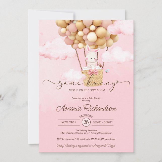 Invitación Algunos globos de aire Bungalow Baby Shower Primav (Anverso)