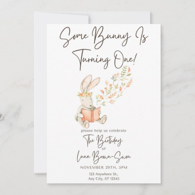 Invitación Algunos invitados de cumpleaños de conejo (Anverso)