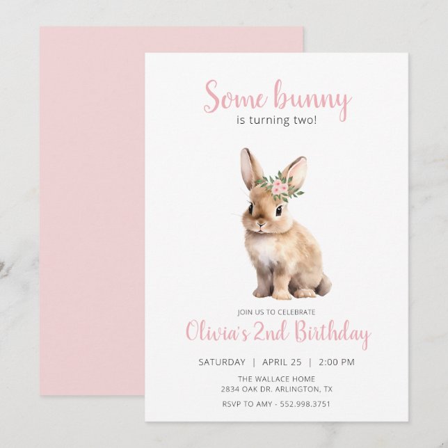 Invitación Algunos niños con flores fiesta de cumpleaños Invi (Anverso / Reverso)
