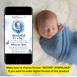 Invitación Alhamdulillah es un bebé musulmán azul