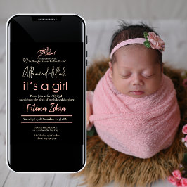 Invitación Alhamdulillah es un chica musulmán Aqiqah BlackPin