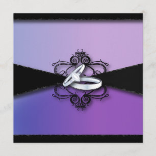 Invitación alianzas de boda elegantes bodas de púrpura y negr