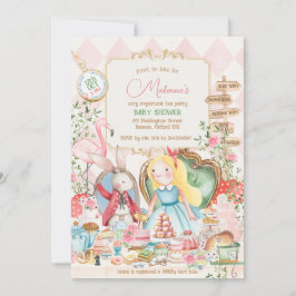 Invitación Alice Adventure in Woderland Baby Shower Tea Fiest