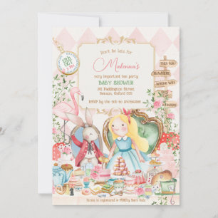Invitación Alice Adventure in Woderland Baby Shower Tea Fiest
