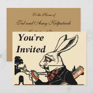 Invitación Alice Conejo Blanco Clásico País de las Maravillas