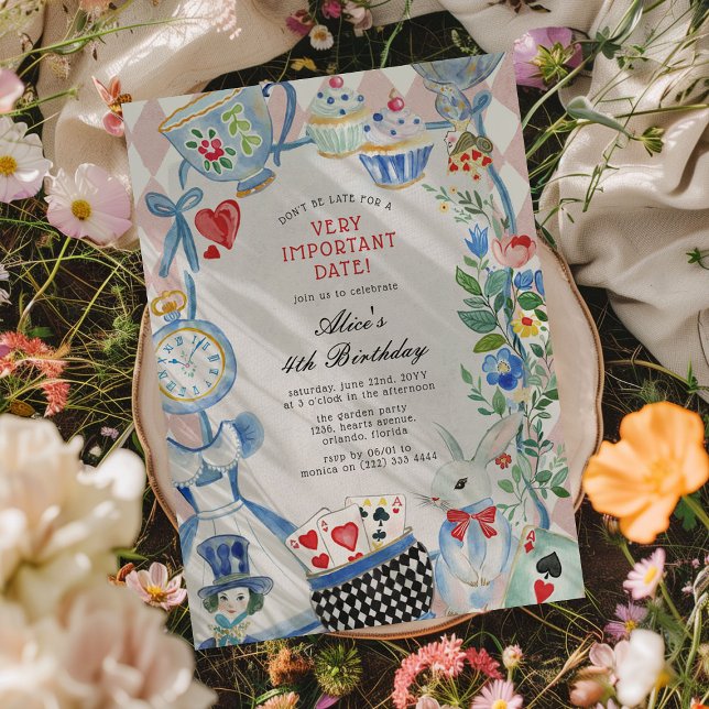 Invitación Alice en el País de las Maravillas, Cumpleaños Fec (Subido por el creador)