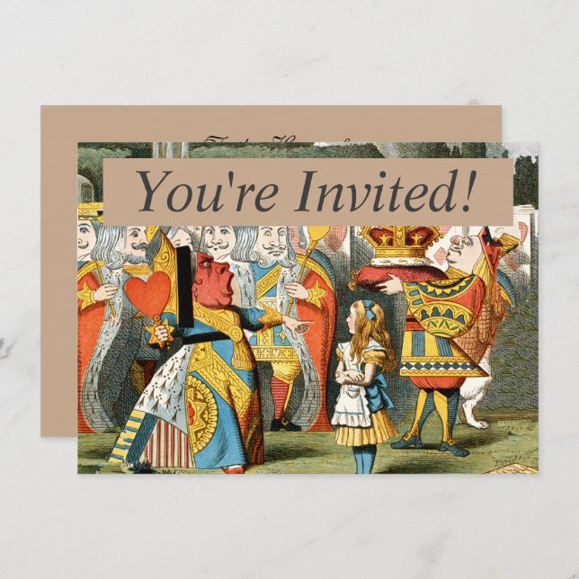 Invitación Alice en el País de las Maravillas Reina de Corazo (Anverso / Reverso)