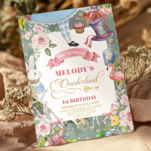 Invitación Alice en el país de las maravillas Vintage cumplea