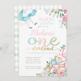 Invitación Alice in ONEderland 1st Birthday