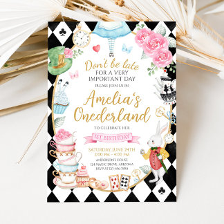 Invitación Alice in Onederland Birthday Invitation