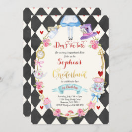 Invitación Alice In ONEderland Birthday Invitation Tea Fiesta