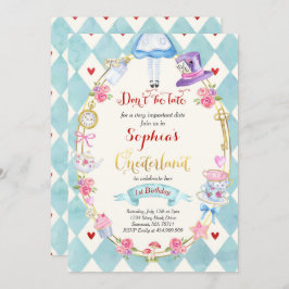 Invitación Alice In ONEderland Birthday Invitation Tea Fiesta