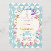 Alice In ONEderland Birthday Invitation Tea Fiesta