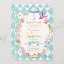 Invitación Alice In ONEderland Birthday Invitation Tea Fiesta