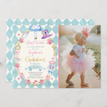 Alice In ONEderland Birthday Invitation Tea Fiesta