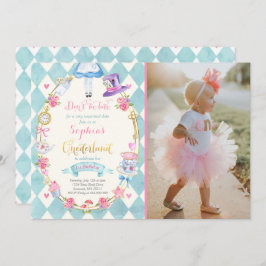 Invitación Alice In ONEderland Birthday Invitation Tea Fiesta
