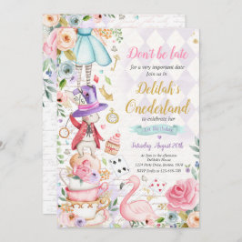 Invitación Alice In ONEderland Birthday Whimsical Tea Fiesta