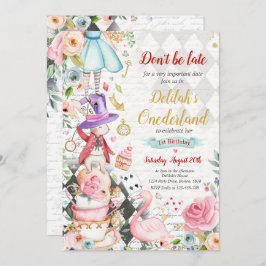 Invitación Alice In ONEderland Birthday Whimsical Tea Fiesta