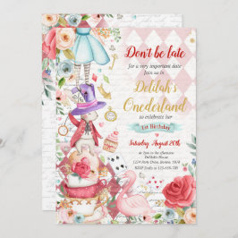 Invitación Alice In ONEderland Birthday Whimsical Tea Fiesta