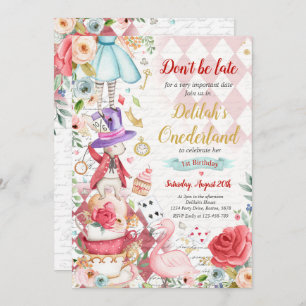 Invitación Alice In ONEderland Birthday Whimsical Tea Fiesta