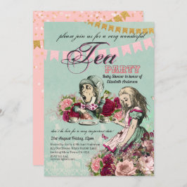 Invitación Alice In Wonderland BabyShower Mad Hatter Tea Fies