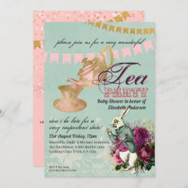 Invitación Alice In Wonderland BabyShower Mad Hatter Tea Fies