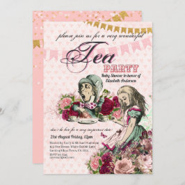 Invitación Alice In Wonderland BabyShower Mad Hatter Tea Fies