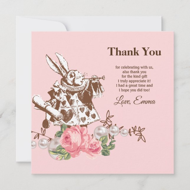 Invitación alice in wonderland gracias (Anverso)