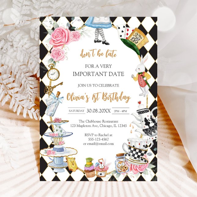 Invitación Alice in Wonderland Tea Party Birthday Invitation (Subido por el creador)