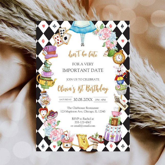Invitación Alice in Wonderland Tea Party Birthday Invitation (Subido por el creador)