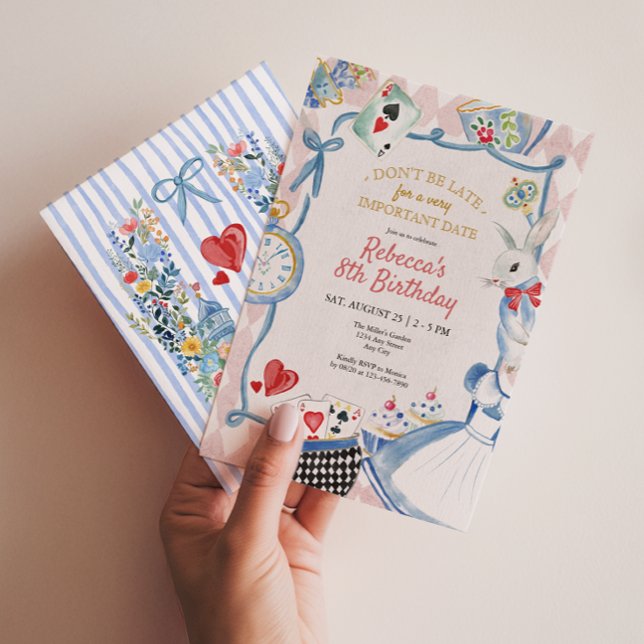 Invitación Alice In Wonderland Whimsical Birthday Invitation (Alice Girls Birthday Invite)