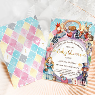 Invitación Alice Mad Hatter Queen of Hearts Baby Shower