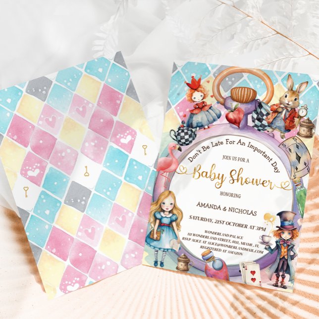 Invitación Alice Mad Hatter Queen of Hearts Baby Shower (Subido por el creador)
