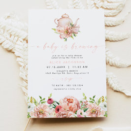 Invitación ALICE Rubor Floral Baby Tea Baby Shower