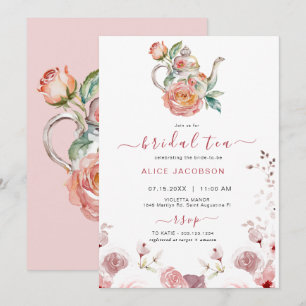 Invitación ALICE Rubor Floral Bridal Tea Fiesta Brunch Ducha