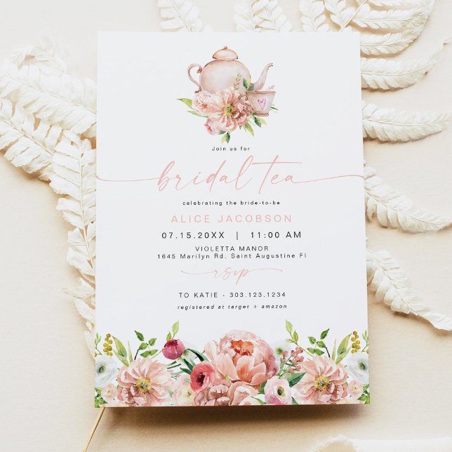 Invitación ALICE Rubor Floral Bridal Tea Fiesta Brunch Ducha (Subido por el creador)