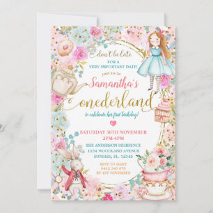 Invitación Alice Tea Fiesta Primer cumpleaños    WhimsicalInv