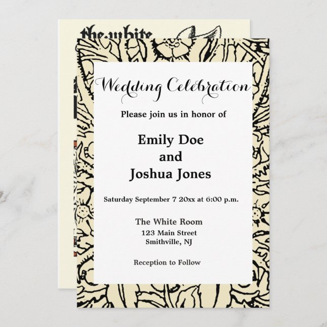 Invitación Alice White Rabbit Classic (Anverso / Reverso)