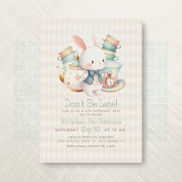 Invitación Alice Wonderland White Rabbit Cumpleaños