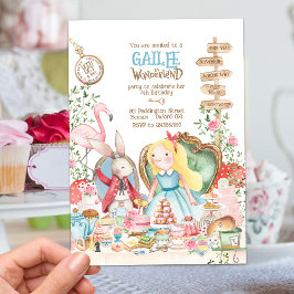 Invitación Alicia aventuras en Woderland Birthday Tea Fiesta