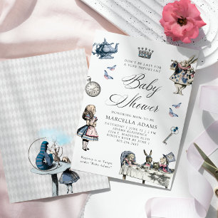 Invitación Alicia Azul y Rosa Dusto En Baby Shower De Maravil